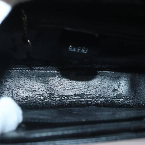 GUCCI Hand Bag Vinyl Leather Clear Black Silver 000 2058 0548 5 Auth 90596 - Picture 10 of 16